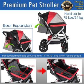 img 3 attached to 🐾 HPZ Pet Rover Premium Heavy Duty Dog/Cat/Pet Stroller: Convertible Compartment, Zipperless Entry, Reversible Handlebar, Pump-Free Rubber Tires - Ideal for Small, Medium, Large Pets