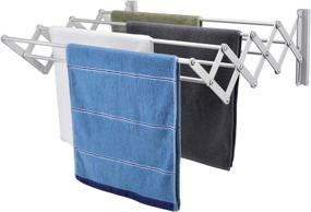 img 4 attached to 🧺 X-cosrack Wall Mount Clothes Drying Rack - Space-Saving Retractable Laundry Room/Bathroom Tower, Rustproof 8 Bar Aluminium Alloys Hanger - 23 ft Pearl White