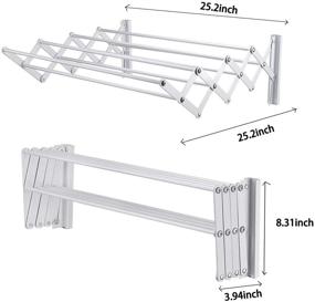 img 2 attached to 🧺 X-cosrack Wall Mount Clothes Drying Rack - Space-Saving Retractable Laundry Room/Bathroom Tower, Rustproof 8 Bar Aluminium Alloys Hanger - 23 ft Pearl White