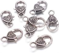 🔑 50-piece tibetan antique silver large heart lobster claw clasps 1x0.55 inch - kissitty jewelry making findings logo