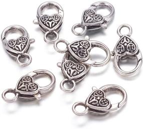 img 4 attached to 🔑 50-Piece Tibetan Antique Silver Large Heart Lobster Claw Clasps 1x0.55 Inch - KISSITTY Jewelry Making Findings