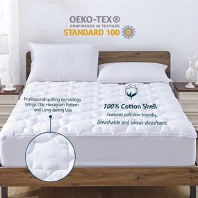 img 2 attached to 🛏️ Luxurious CozyLux Queen Mattress Pad: Deep Pocket, Non Slip, Soft and Breathable Cotton Topper for Up to 18" Thick Pillowtop Mattresses - Quilted, Fitted, 450GSM Bed Mattress Cover in Elegant White