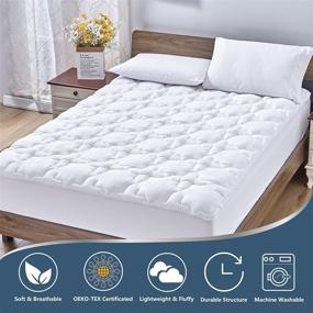 img 3 attached to 🛏️ Luxurious CozyLux Queen Mattress Pad: Deep Pocket, Non Slip, Soft and Breathable Cotton Topper for Up to 18" Thick Pillowtop Mattresses - Quilted, Fitted, 450GSM Bed Mattress Cover in Elegant White