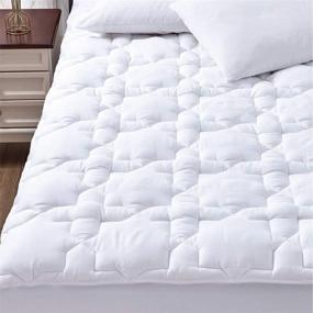 img 4 attached to 🛏️ Luxurious CozyLux Queen Mattress Pad: Deep Pocket, Non Slip, Soft and Breathable Cotton Topper for Up to 18" Thick Pillowtop Mattresses - Quilted, Fitted, 450GSM Bed Mattress Cover in Elegant White