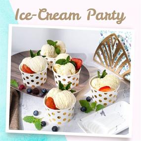 img 3 attached to 🍨 50-Count 5.5-Oz Paper Ice Cream Cups: Disposable Dessert Bowls for Hot or Cold Food, Perfect for Sundae, Frozen Yogurt, and More - Gold Foil Polka Dots