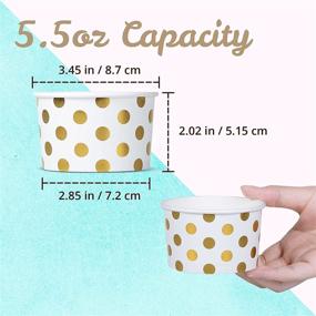 img 1 attached to 🍨 50-Count 5.5-Oz Paper Ice Cream Cups: Disposable Dessert Bowls for Hot or Cold Food, Perfect for Sundae, Frozen Yogurt, and More - Gold Foil Polka Dots