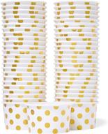 🍨 50-count 5.5-oz paper ice cream cups: disposable dessert bowls for hot or cold food, perfect for sundae, frozen yogurt, and more - gold foil polka dots logo