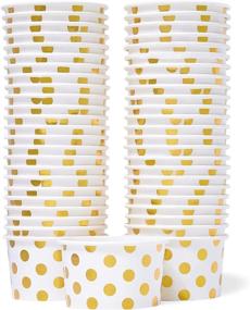 img 4 attached to 🍨 50-Count 5.5-Oz Paper Ice Cream Cups: Disposable Dessert Bowls for Hot or Cold Food, Perfect for Sundae, Frozen Yogurt, and More - Gold Foil Polka Dots