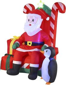 img 3 attached to 🏻 Joiedomi 6 Foot Tall Santa Claus on Candy Throne Inflatable with Built-in LEDs - Xmas Party Indoor/Outdoor Winter Decor for Yard, Garden, Lawn