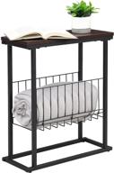 📚 compact fivegiven slim side table with magazine basket - industrial espresso finish for small rooms logo