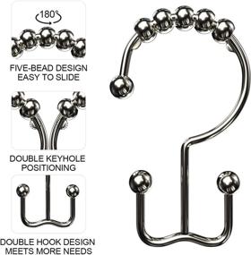 img 2 attached to 🚿 Teskyer Rustproof Double Glide Shower Curtain Hooks Rings – Set of 12 for Bathroom Shower Rods Curtains