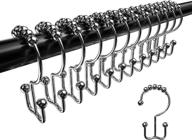 🚿 teskyer rustproof double glide shower curtain hooks rings – set of 12 for bathroom shower rods curtains logo