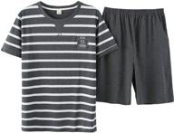 👕 comfortable striped cotton pajama loungewear for boys (10y - 18y): clothing, sleepwear & robes logo