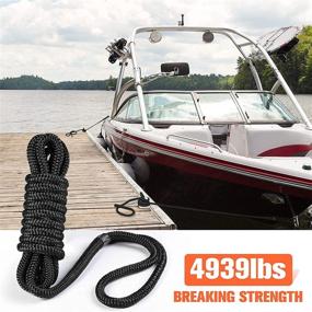 img 2 attached to 🚤 WELLUCK 15 ft Double-Braided Nylon Dock Line with 1/2 Inch Diameter, 12 inch Eyelet - Pack of 4, 4939 lbs Breaking Strength, Marine-Grade Boat Mooring Rope for Docking Accessories