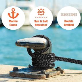 img 3 attached to 🚤 WELLUCK 15 ft Double-Braided Nylon Dock Line with 1/2 Inch Diameter, 12 inch Eyelet - Pack of 4, 4939 lbs Breaking Strength, Marine-Grade Boat Mooring Rope for Docking Accessories