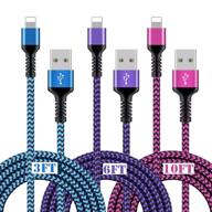 ⚡ fast charging iphone charger cables [3/6/10ft] - 3pack long braided power charger cords for iphone 13 12 pro max/se/11/11 pro/11pro max/xs/xr/8/7/6s plus, ipad mini, ipro air, touch - usb lightning wire logo