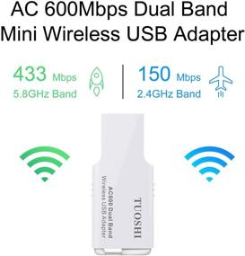 img 3 attached to Беспроводной Wi-Fi Adapter TUOSHI AC600Mbps Dual Band USB с поддержкой 2,4 ГГц/5 ГГц и антеннами 2dBi - компактный дизайн для Windows XP, Vista, 7, 8.1, 10 и Mac OS X 10.7-10.14