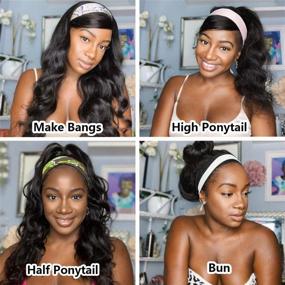 img 2 attached to 🏾 22-inch FAERYLE Long Headband Wigs for Black Women: Natural-Looking, Wavy Synthetic Wig with Heat-Resistant Headband