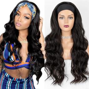 img 3 attached to 🏾 22-inch FAERYLE Long Headband Wigs for Black Women: Natural-Looking, Wavy Synthetic Wig with Heat-Resistant Headband