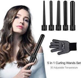 img 2 attached to 🔥 CkeyiN 5-in-1 Curling Iron Wand Set with Interchangeable Ceramic Barrels, Temperature Control, Dual Voltage Hair Curler - Perfect for All Hairstyles