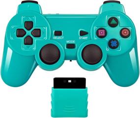 img 2 attached to Беспроводной контроллер 2.4G для Sony Playstation 2 PS2 (розовый + зеленый) - предельное удобство для игр!