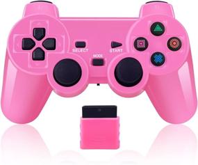 img 3 attached to Беспроводной контроллер 2.4G для Sony Playstation 2 PS2 (розовый + зеленый) - предельное удобство для игр!