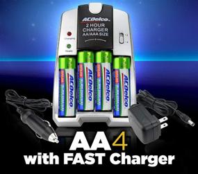 img 3 attached to 🔋 ACDelco 2-Hr Rapid Battery Charger with AA Rechargeable Batteries, Car Adapter - Pack of 4