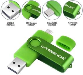 img 3 attached to Флеш-накопитель OTG USB WANSENDA на 32 ГБ - 2 в 1 внешнее хранилище для Android с микропортом и USB 2.0 флешкой с LED-индикатором - Зеленый - Идеально подходит для устройств Android, ПК, планшета, Mac.