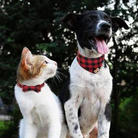 img 2 attached to WACLTE Small Dog Collar: Stylish Bow tie & Bandana Collars for Adorable Pups! Plaid Cute Puppy Collar with Bell - Adjustable Soft Leather Comfortable Fit for Outdoor Playing, Walking, Party Indoor, etc.
