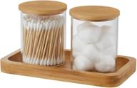 🛁 yinine glass qtip holder bathroom jars with vanity tray - organize cotton balls, hair ties, q tips, and more! logo