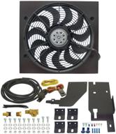 улучшите охлаждение с помощью набора derale 20161 jeep wrangler direct fit electric fan kit в черном цвете. логотип