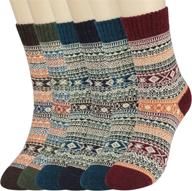 🧦 womens wool socks - aiglam 6 pack thermal socks for winter, cozy vintage knit, warm & thick - perfect gift for women logo