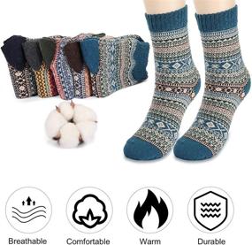 img 1 attached to 🧦 Womens Wool Socks - Aiglam 6 Pack Thermal Socks for Winter, Cozy Vintage Knit, Warm & Thick - Perfect Gift for Women