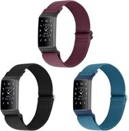 📿 stretchy nylon elastic watch band compatible with fitbit charge 4/charge 3/charge 3 se, adjustable replacement wristband accessory sport strap for women and men logo