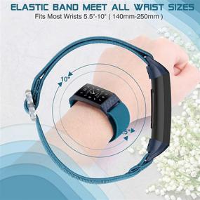 img 2 attached to 📿 Stretchy Nylon Elastic Watch Band Compatible with Fitbit Charge 4/Charge 3/Charge 3 SE, Adjustable Replacement Wristband Accessory Sport Strap for Women and Men