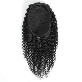 img 3 attached to 👩 Stunning Kinky Curly Drawstring Ponytail for Black Women - Natural Color (16inch, 100gram)