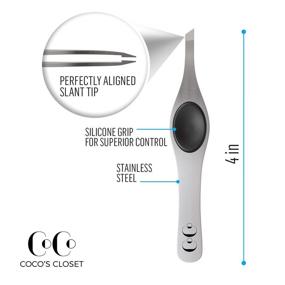 img 3 attached to 🔍 Cocos Slant Eyebrow Tweezers: Precision Plucker for Women & Men, Facial Hair & Ingrown Hair Removal – Stainless Steel Beauty Tool