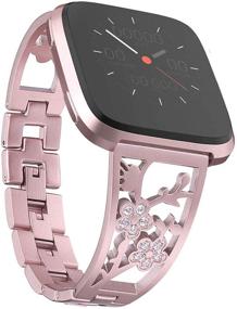 img 4 attached to 🌟 Mtozon Stainless Steel Bands: Luxurious Rhinestone Metal Wristbands for Fitbit Versa 2/Versa Lite/Versa - Women's Silver Rose Gold Black Bracelet