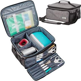 img 4 attached to 👜 HOMEST Carrying Case Grey: Portable Organizer Bag for Cricut Joy, Easy Press Mini, Pens & Craft Tools