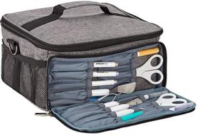 img 2 attached to 👜 HOMEST Carrying Case Grey: Portable Organizer Bag for Cricut Joy, Easy Press Mini, Pens & Craft Tools