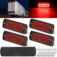 🚦 4pcs linkstyle red led trailer tail lights, surface mount stop brake turn marker tail led light, waterproof 12v 12led aluminum housing oval trailer brake light for truck rv boat camper jeep logo