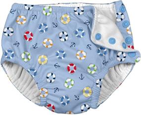 img 3 attached to 👶 i play. by green sprouts Snap Reusable Swim Diaper - No Other Diaper Needed, UPF 50+ Protection - White/Light Blue Lifesaver (6 Months)