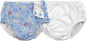 img 4 attached to 👶 i play. by green sprouts Snap Reusable Swim Diaper - No Other Diaper Needed, UPF 50+ Protection - White/Light Blue Lifesaver (6 Months)