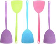 5-pack colorful plastic fly swatter with 17.5'' durable long handle - manual pest control tool for housewives (5x) logo