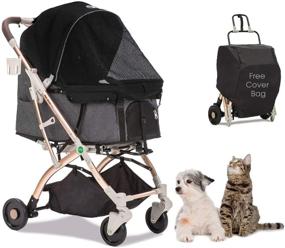 img 4 attached to 🐱 HPZ Pet Rover Lite Premium Lightweight Dog/Cat/Pet Stroller with Convertible Compartment, Zipper-Free Entry, Quick 1-Hand Fold, and Durable Aluminum Frame for Small & Medium Pets