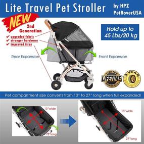 img 3 attached to 🐱 HPZ Pet Rover Lite Premium Lightweight Dog/Cat/Pet Stroller with Convertible Compartment, Zipper-Free Entry, Quick 1-Hand Fold, and Durable Aluminum Frame for Small & Medium Pets