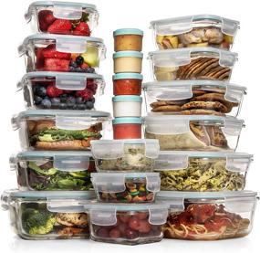img 4 attached to 🍱 Razab 35 Pc Set Glass Food Storage Containers: Airtight Glass Meal Prep Bento Boxes with Lids - 100% Leak Proof, BPA-Free - Perfect for Organized Food Storage and Portion Control