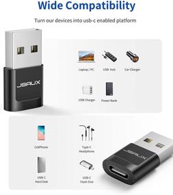 img 1 attached to 🔌 JSAUX 4-пакет переходников USB-C Female на USB-A Male: Совместим с iPhone, Samsung Galaxy, Google Pixel - Черный