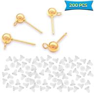 💯 100 pieces ball post earring studs with 100 pieces rubber safety backs for earrings, round spherical hypoallergenic ear pins for diy jewelry making in kc gold logo