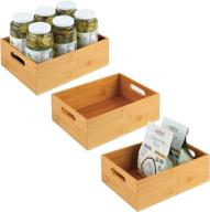 🎋 bamboo kitchen cabinet & fridge drawer organizer tray | mdesign - 3 pack, natural wood finish логотип